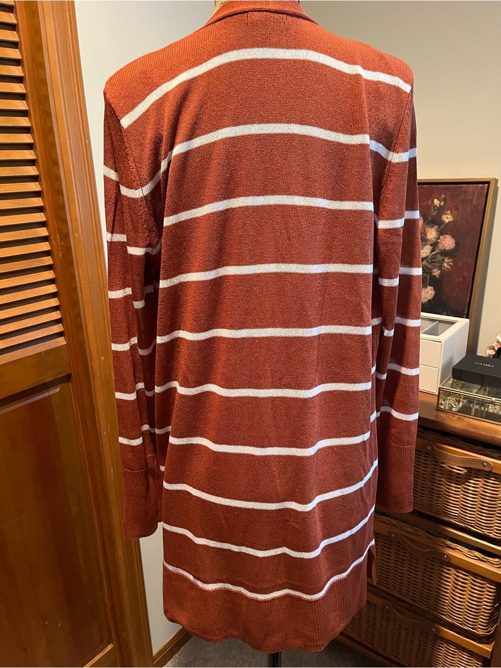 Halogen Rust and White Striped Knit Top - Picture 3 of 4